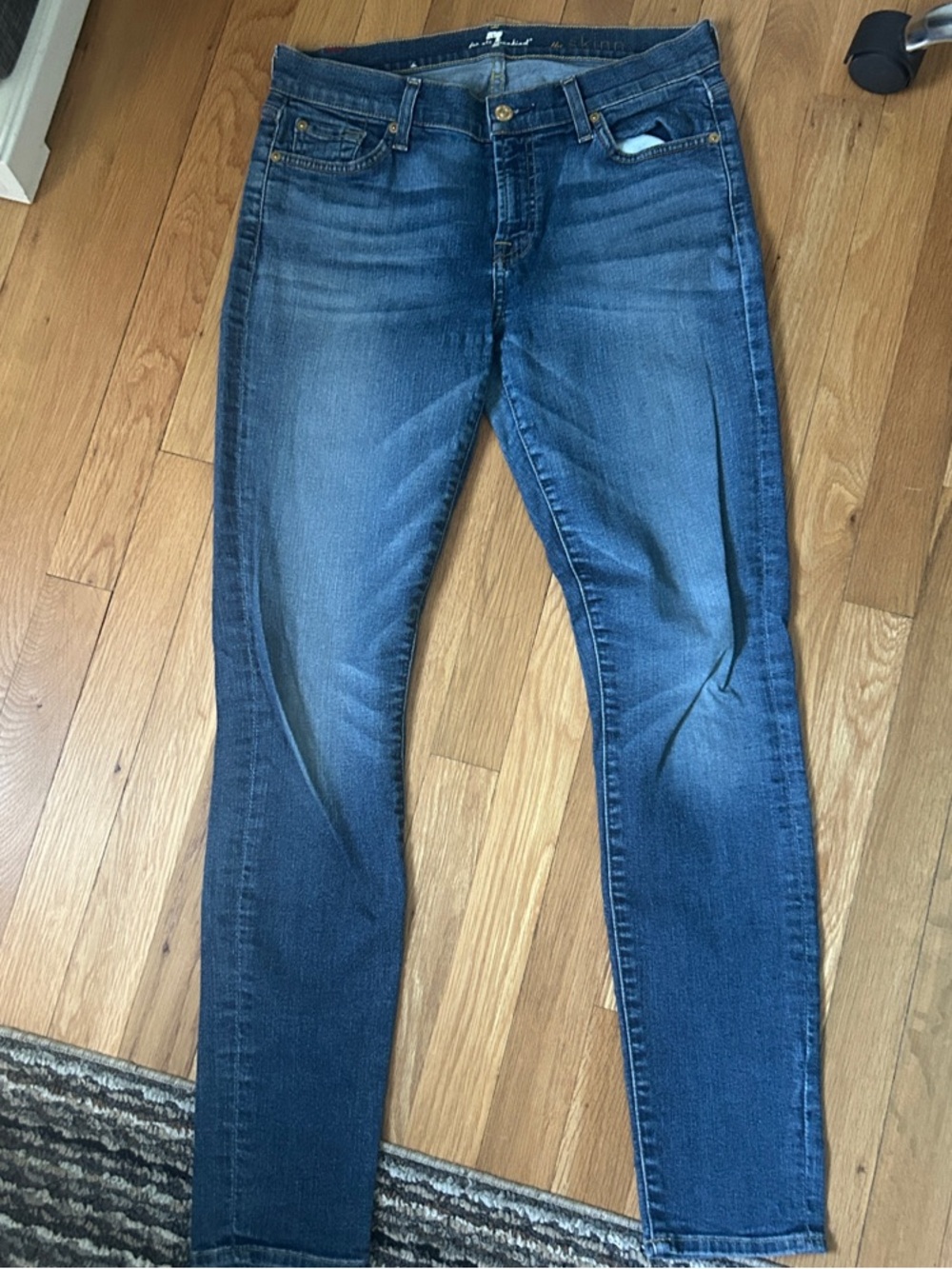 7 For All Mankind Men's Skinny Jeans in Dark Blue Wash